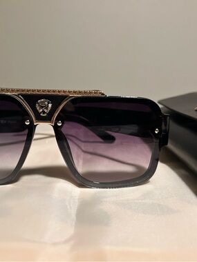 Black Frame Sunglasses with Purple Gradient Lenses